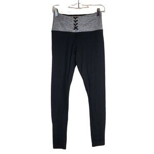 PINK‎ Victoria's Secret Ultimate leggings Small Black Gray Lace Up Full Length